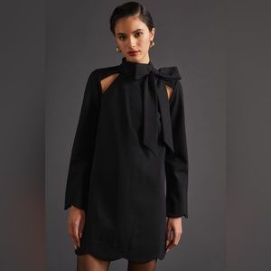 Anthropologie Black Mini Dress with Bow Detail